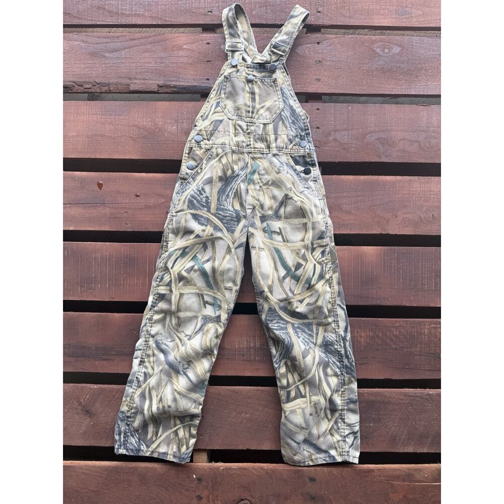 Vintage Round House Advantage Wetlands Camo Overalls Youth Small USA Made